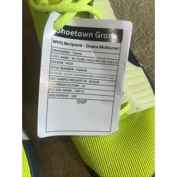 Nike Air Zoom Size 10 Fq4154 GGP Sample Pair Pickle Ball Shoes Volt Green main image 5
